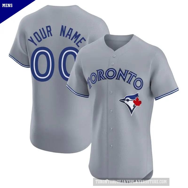 Men's No.00 Custom Toronto Blue Jays Gray Elite Road Jersey