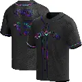 Men's No.15 Brian Serven Toronto Blue Jays Black Replica Holographic Alternate Jersey