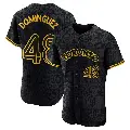 Men's No.48 Seranthony Dominguez Toronto Blue Jays Black Authentic Snake Skin City Jersey