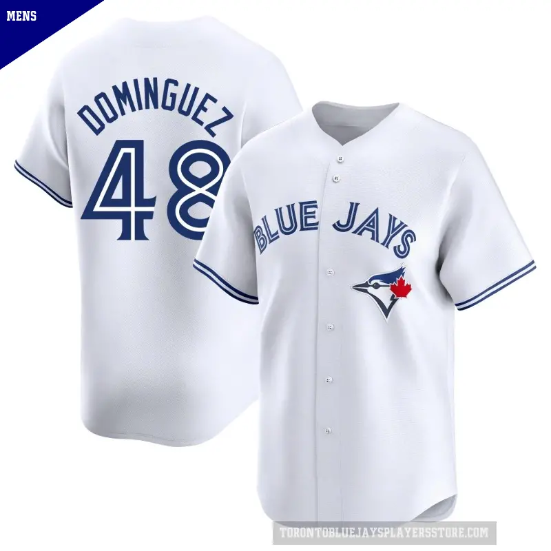 Men's No.48 Seranthony Dominguez Toronto Blue Jays White Limited Home Jersey