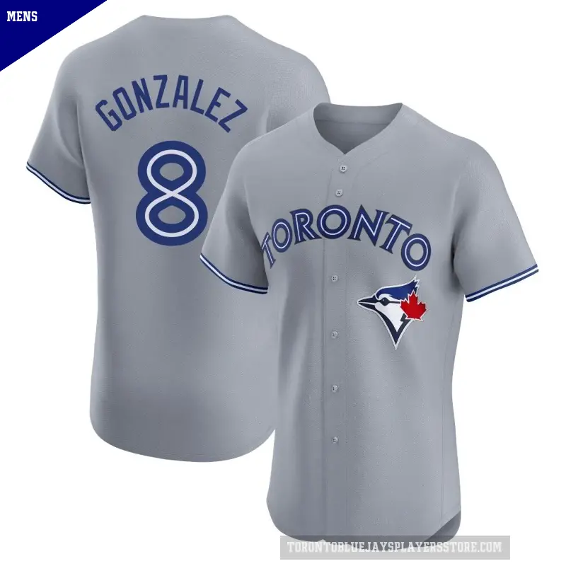 Men's No.8 Alex Gonzalez Toronto Blue Jays Gray Elite Road Jersey