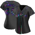 Women's No.48 Seranthony Dominguez Toronto Blue Jays Black Replica Holographic Alternate Jersey