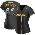 Women's No.48 Seranthony Dominguez Toronto Blue Jays Gold Replica Black en Alternate Jersey