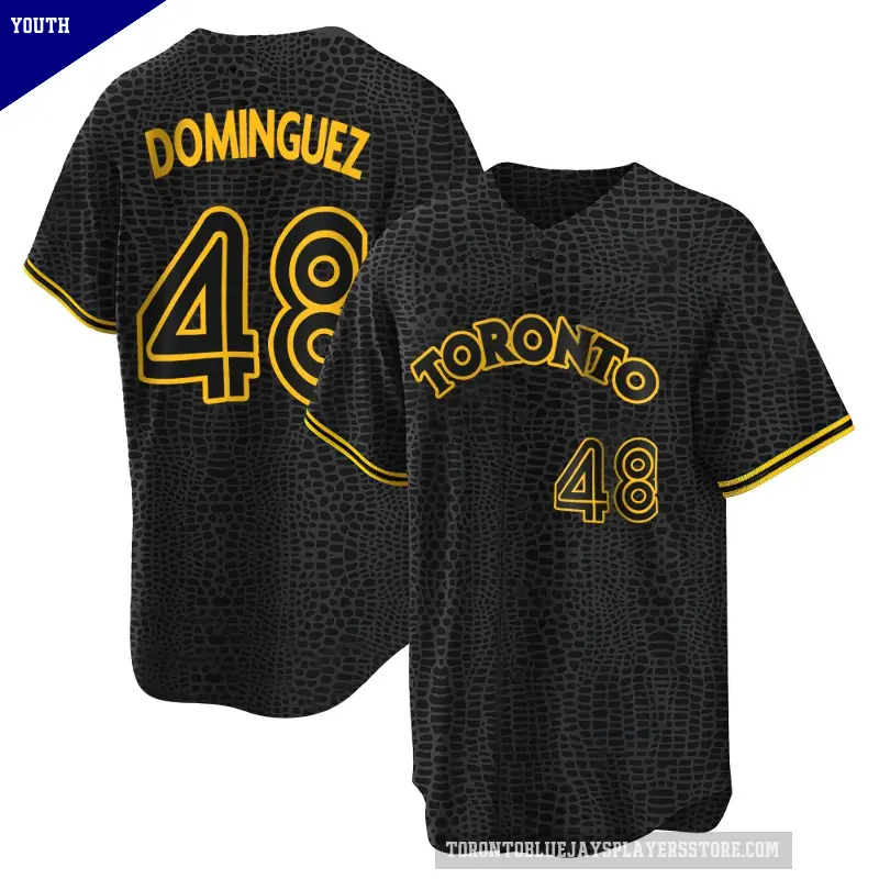 Youth No.48 Seranthony Dominguez Toronto Blue Jays Black Replica Snake Skin City Jersey
