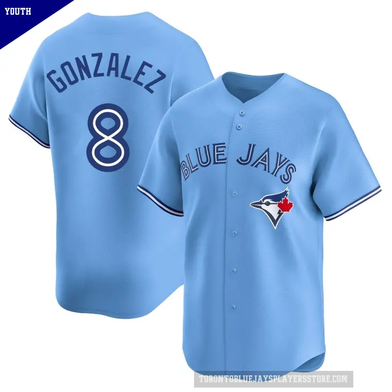 Youth No.8 Alex Gonzalez Toronto Blue Jays Blue Limited Powder Alternate Jersey
